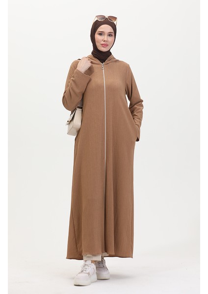 Kapüşonlu Spor Ferace 5104-01 Vizon