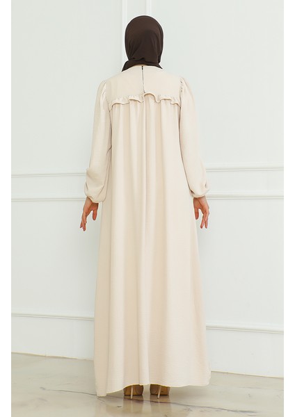 Aerobin Kumaş Kolu Lastikli Elbise 0465-01 Bej fırsatları