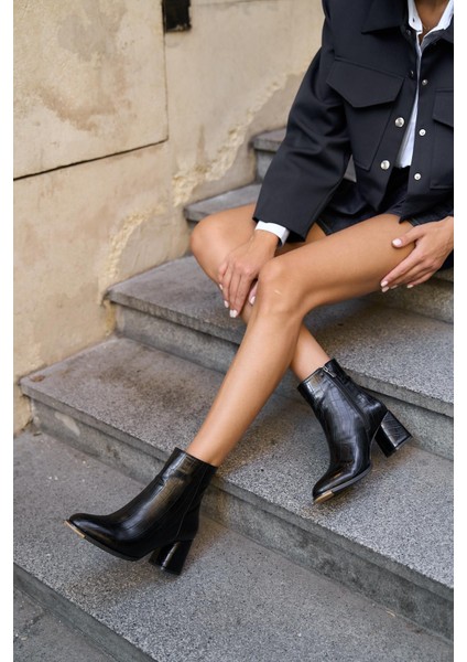 Siyah Kroko Kadın Bot&bootie fırsatları