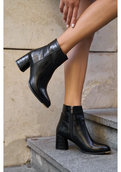 Siyah Kroko Kadın Bot&bootie indirimleri