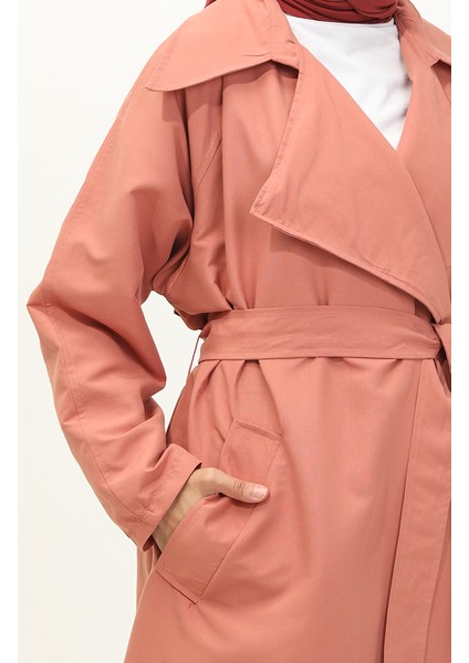 Kuşaklı Trençkot 24Y9030-01 Pembe