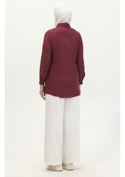 Düğmeli Tunik 6111-07 Mürdüm fırsatları