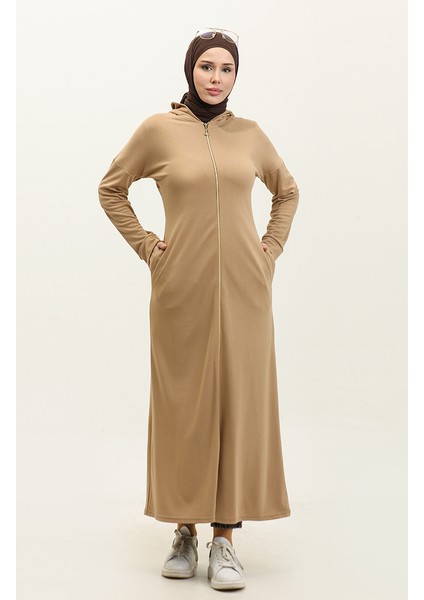 Fermuarlı Ferace 2140-02 Vizon