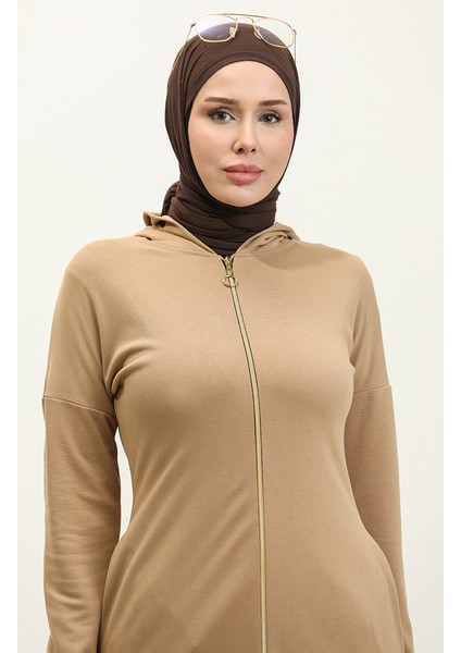 Fermuarlı Ferace 2140-02 Vizon modelleri