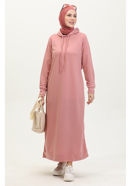 Iki Iplik Kapüşonlu Spor Elbise 0190-16 Gül Kurusu
