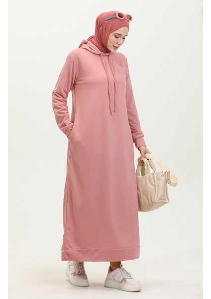 Iki Iplik Kapüşonlu Spor Elbise 0190-16 Gül Kurusu modelleri