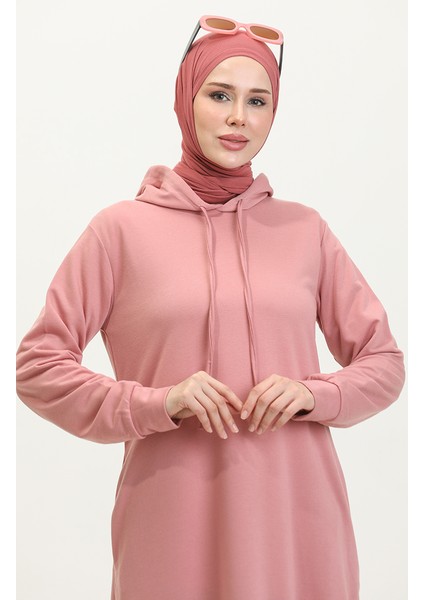 Iki Iplik Kapüşonlu Spor Elbise 0190-16 Gül Kurusu fırsatları