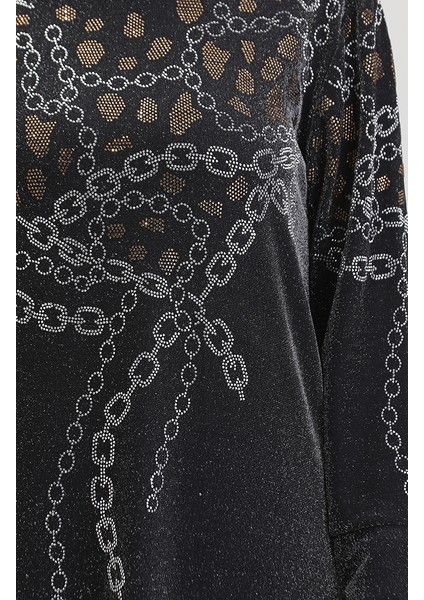 Taşlı Abiye Elbise 0433-02 Siyah Sarı fırsatları