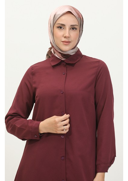 Düğmeli Tunik 6122-02 Mürdüm modelleri