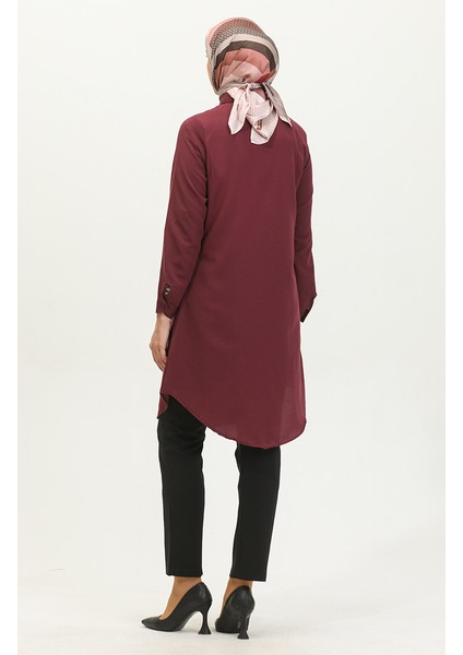 Düğmeli Tunik 6122-02 Mürdüm indirimleri