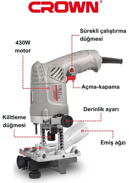 Freze Makinası 430W CT11020 | Bakır Sargılı Kenar Freze