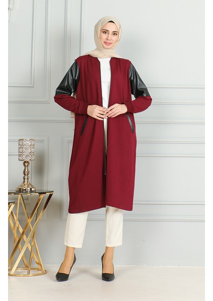 Fermuarlı Uzun Kap 19054-01 Bordo