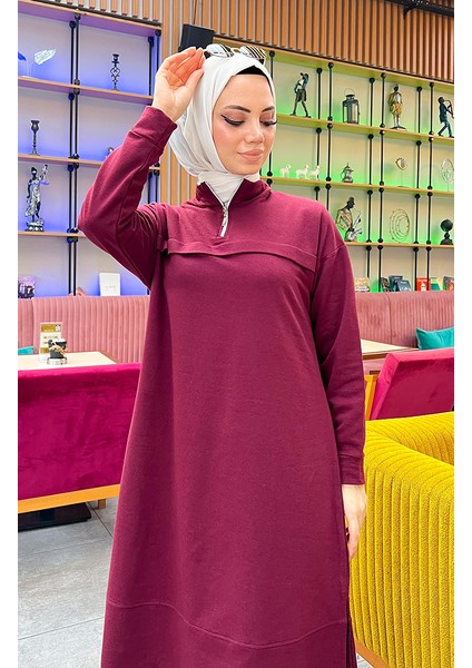 Iki Iplik Fermuarlı Eşofman Takım 3062-04 Bordo modelleri