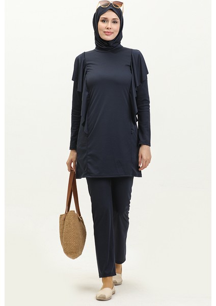 Garnili Tesettür Mayo Kadınlar İçin Lacivert Renkli