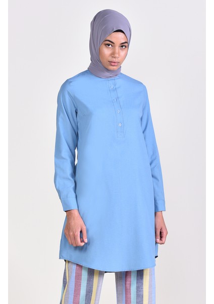 Hakim Yaka Tunik 6474-01 Indigo Mavi