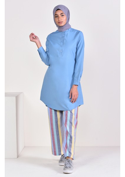 Hakim Yaka Tunik 6474-01 Indigo Mavi