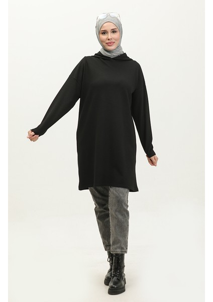 Kapüşonlu Mevsimlik Tunik 8679-01 Siyah fiyatları