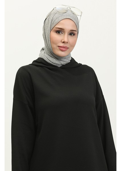 Kapüşonlu Mevsimlik Tunik 8679-01 Siyah modelleri