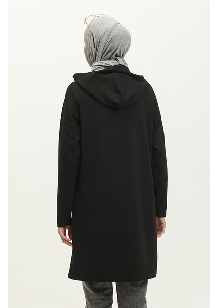 Kapüşonlu Mevsimlik Tunik 8679-01 Siyah indirimleri