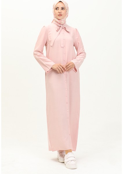 Kravat Yaka Düğmeli Elbise 5111-07 Pembe fiyatları