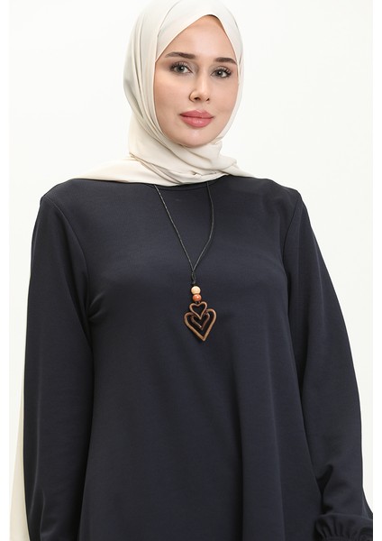 Kolyeli Uzun Tunik 2727-03 Lacivert modelleri