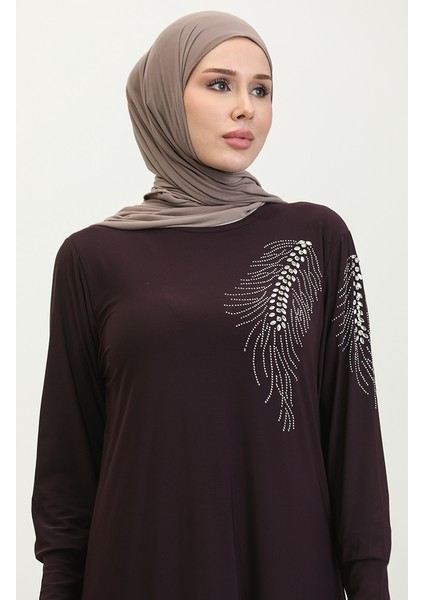 Taş Baskılı Sandy Elbise 0354-03 Mor