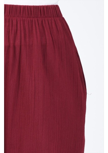 Şile Bezi Bol Paça Pantolon 0021-04 Bordo