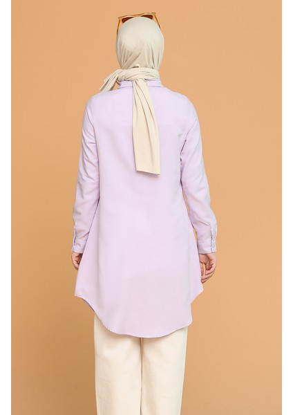 Cepli Düğmeli Tunik 6472-17 Lila