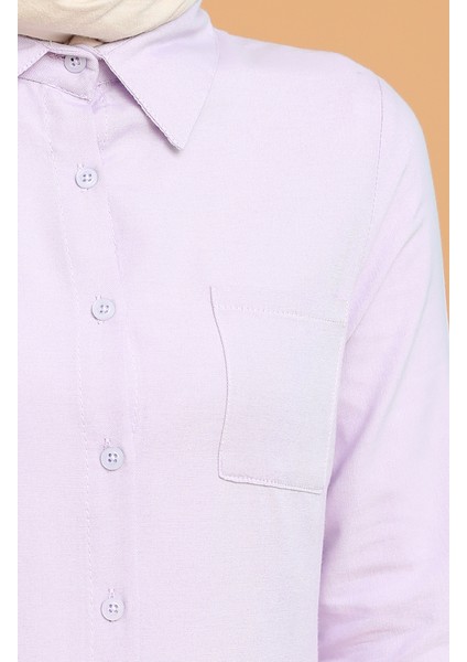 Cepli Düğmeli Tunik 6472-17 Lila