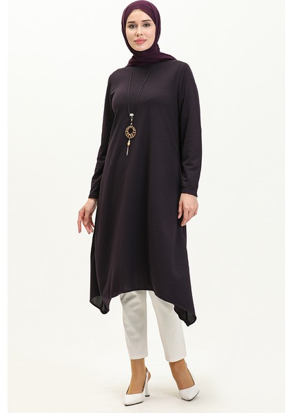 Kolyeli Tunik 2323-07 Mor