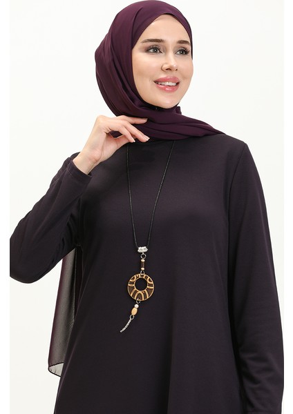 Kolyeli Tunik 2323-07 Mor modelleri