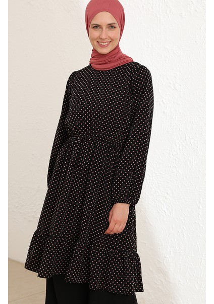 Büzgülü Tunik 4346-05 Siyah Gül Kurusu