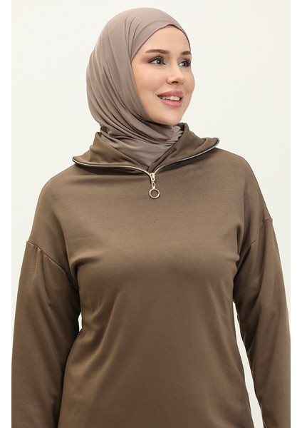 Fermuarlı Eşofman Takım 2146-03 Kahverengi modelleri