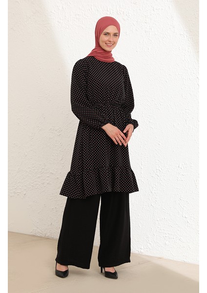 Büzgülü Tunik 4346-05 Siyah Gül Kurusu modelleri