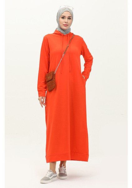 Iki Iplik Kapüşonlu Spor Elbise 0190-02 Oranj