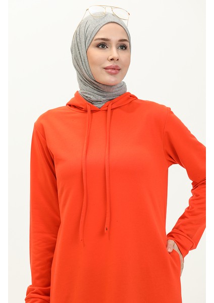 Iki Iplik Kapüşonlu Spor Elbise 0190-02 Oranj modelleri