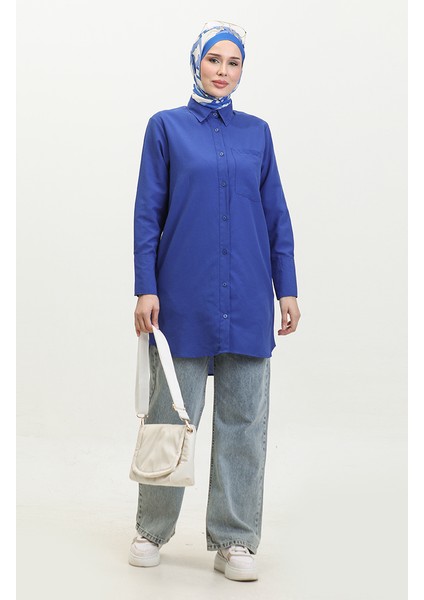 Düğmeli Tunik 4820-02 Saks
