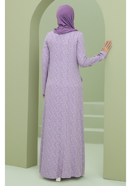 Beli Büzgülü Cepli Elbise 3304-06 Lila