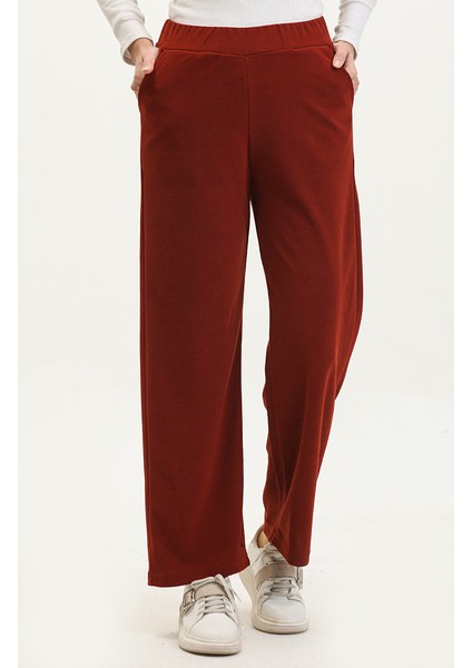 Kadife Bol Paça Pantolon 77602-07 Kiremit