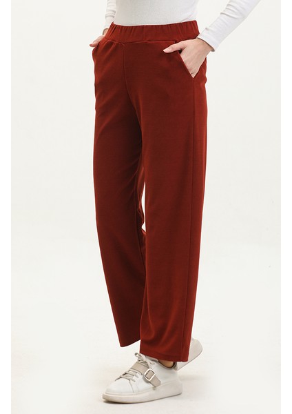 Kadife Bol Paça Pantolon 77602-07 Kiremit