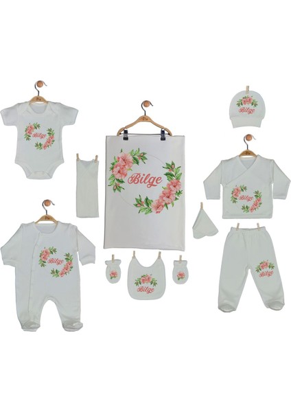 Organik Baskılı %100 Pamuk Isme Özel 10'lu Kız Bebek Hastane Çıkışı