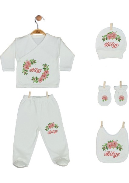 Organik Baskılı %100 Pamuk Isme Özel 10'lu Kız Bebek Hastane Çıkışı modelleri