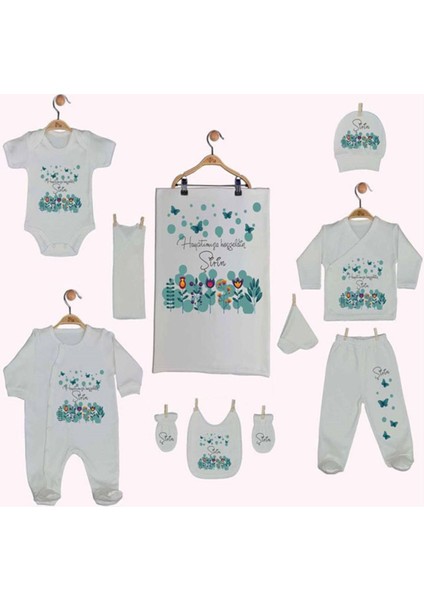 Organik Baskılı %100 Pamuk 10'lu Isimli Bebek Hastane Çıkışı