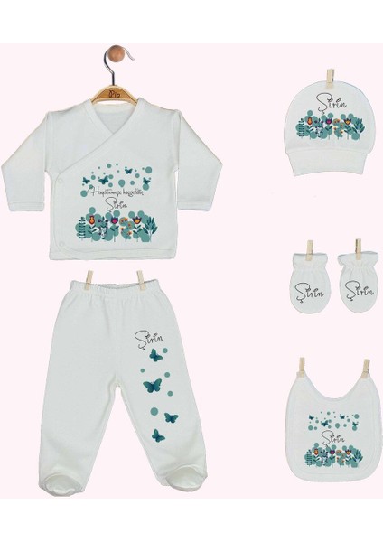 Organik Baskılı %100 Pamuk 10'lu Isimli Bebek Hastane Çıkışı modelleri