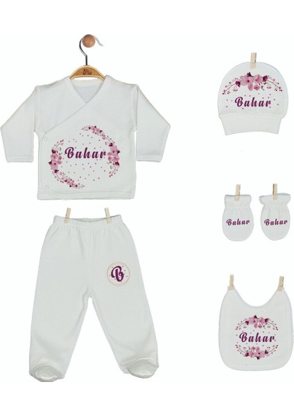 Organik Baskılı %100 Pamuk Isme Özel 10'lu Kız Bebek Hastane Çıkışı modelleri