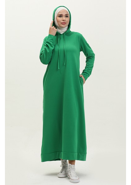 Iki Iplik Kapüşonlu Spor Elbise 0190-03 Yeşil