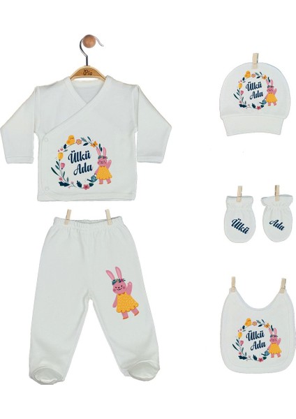 Organik Baskılı %100 Pamuk Isme Özel 10'lu Kız Bebek Hastane Çıkışı modelleri