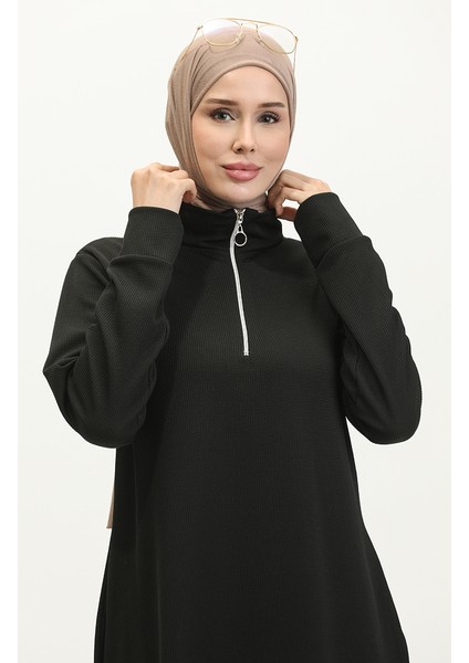 Balıkçı Yaka Spor Elbise 0282-04 Siyah