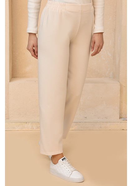 Beli Lastikli Pantolon 2034-10 Krem