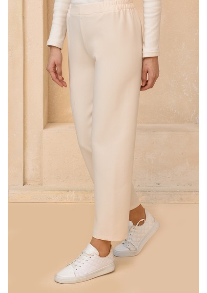 Beli Lastikli Pantolon 2034-10 Krem